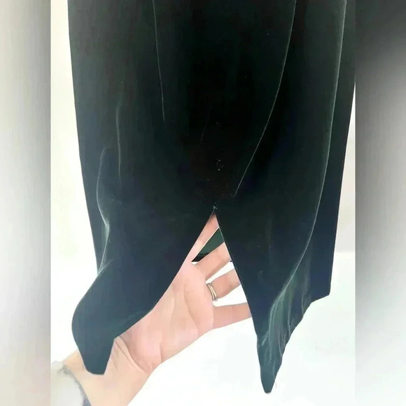 Gunne Sax by Jessica McClintock 80s Emerald Green Velvet Pencil Skirt Size Small - Picture 5 of 8
